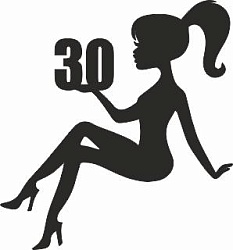 Топпер "Девушка, волосы хвост, 30 лет" ч 11*13 см